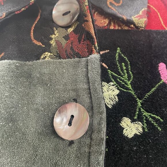 Parsley & Sage Patchwork Embroidered Jacket S Velvet Floral Artisan Boho Chic - Picture 9 of 12